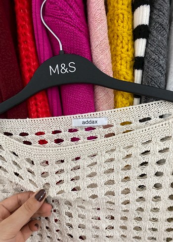 Beyaz Örgü Crop Kazak - Görsel 3