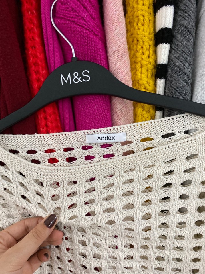 Beyaz Örgü Crop Kazak - Görsel 3