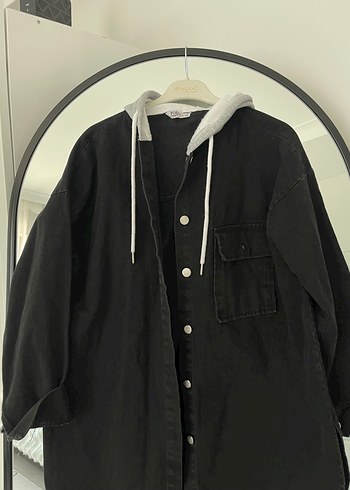 xl Beden siyah Renk Kapüşonlu Siyah Kadın Denim Ceket