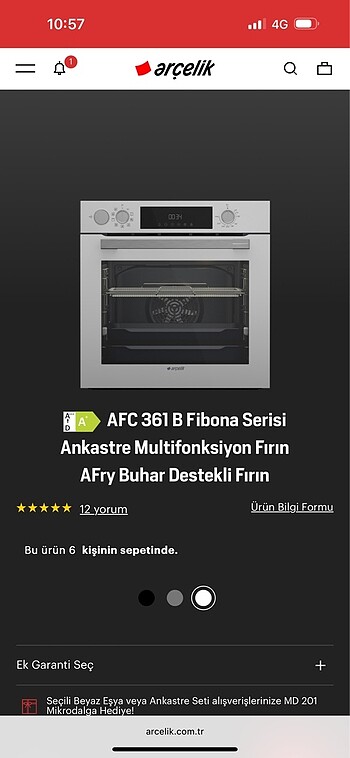Arçelik beyaz ankastre fırın