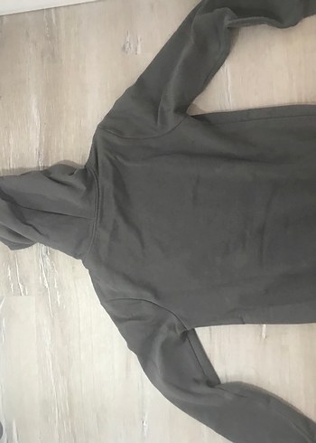 m Beden gri Renk Kapüşonlu Gri Kadın Sweatshirt Siyah Kedi Baskılı