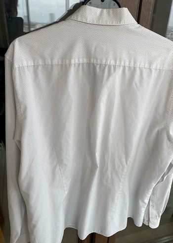 H&M Erkek Beyaz Keten Uzun Kollu Gömlek - Görsel 3