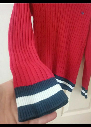 Erkek Çocuk Kırmızı V Yaka Triko Kazak - Görsel 3