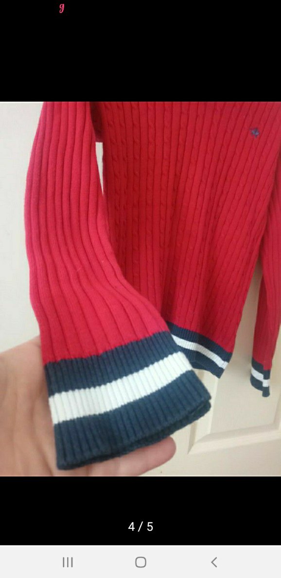 Erkek Çocuk Kırmızı V Yaka Triko Kazak - Görsel 3