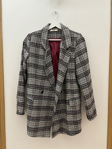 Çizgili gri blazer ceket