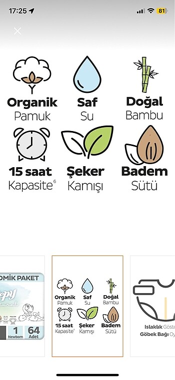 1 Beden: 2-5 kg Beden Sleepy newborn bebek bezi