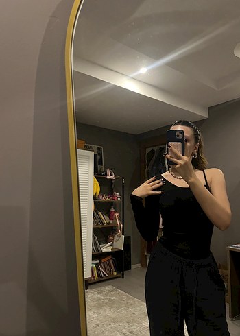 Diğer Siyah Tek Kollu esnek kumaş body zıbın