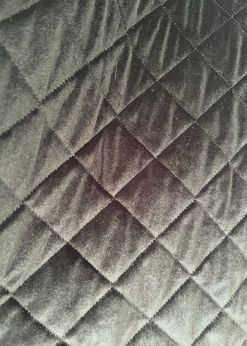 kadife Düğmeli Siyah Kadın Midi Ceket - Görsel 6