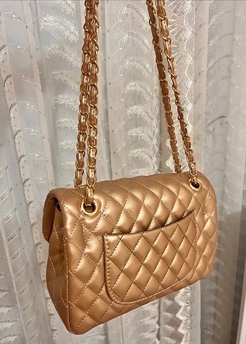 Altın Zincir Detaylı Deri Kadın Çanta - Görsel 3