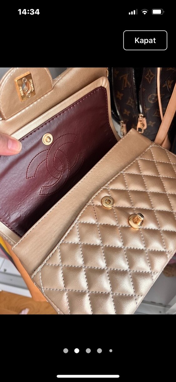 Altın Zincir Detaylı Deri Kadın Çanta - Görsel 2