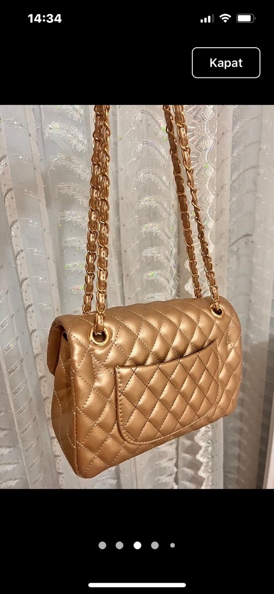 Altın Zincir Detaylı Deri Kadın Çanta - Görsel 3
