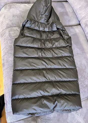 şişme Düğmeli Siyah Midi Kadın Yelek - Görsel 4