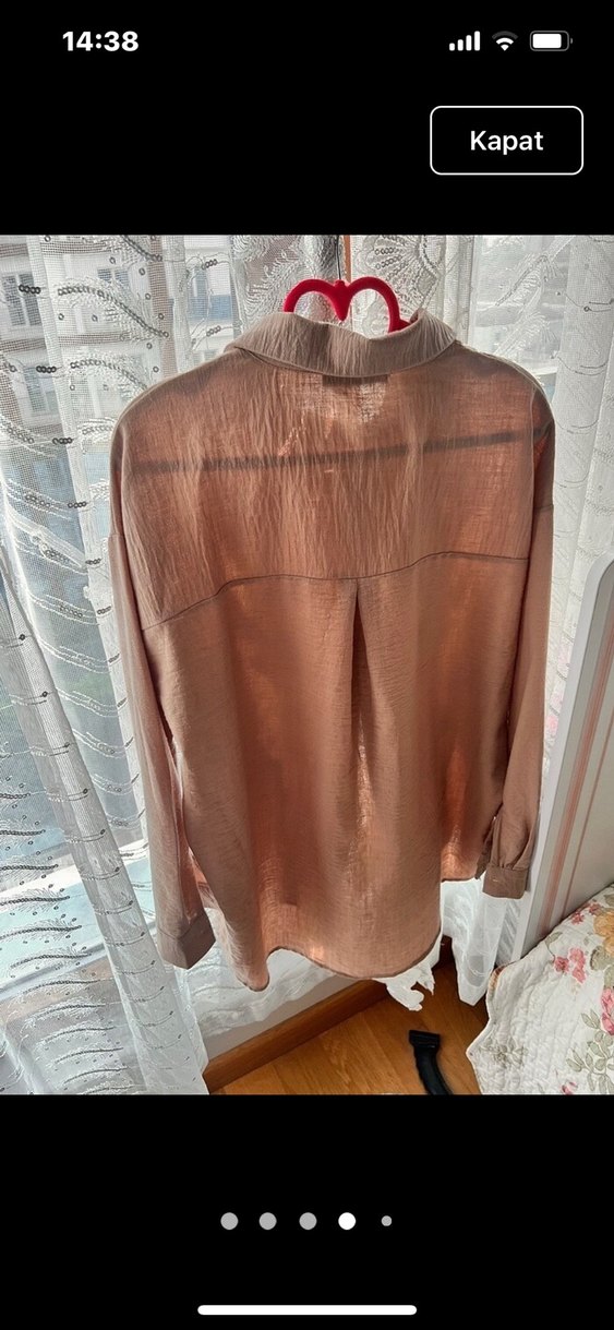 Bej Nakışlı Uzun Kollu Keten Gömlek - Görsel 4