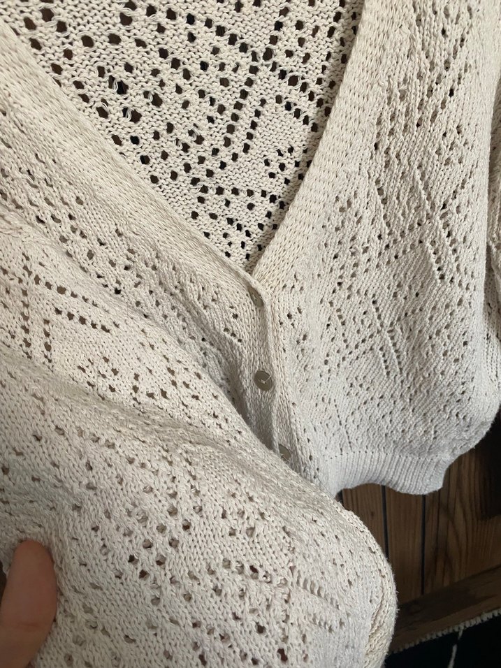 Bohem V Yaka Örgü Kadın Hırka - Görsel 3