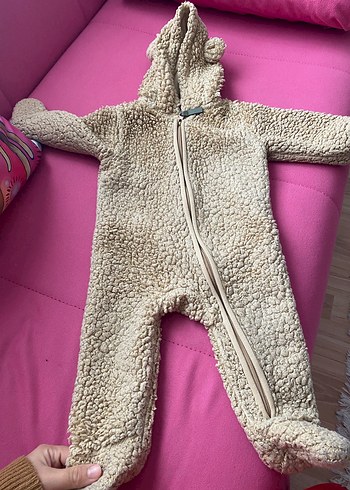 Kürklü Kahverengi Bebek Tulumu