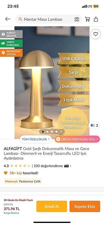 Beden Masa lambası