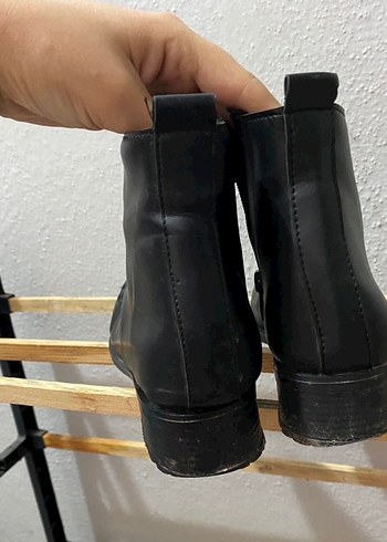 Siyah Deri Blok Topuklu Kadın Bot - Görsel 3