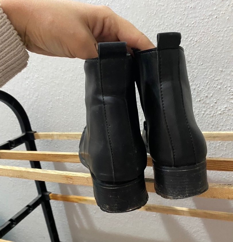 Siyah Deri Blok Topuklu Kadın Bot - Görsel 3