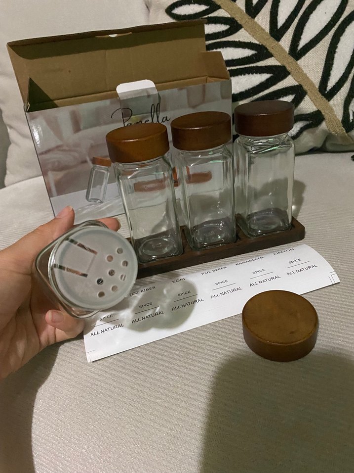 Pamella 4'lü Cam Baharatlık Seti - Görsel 2