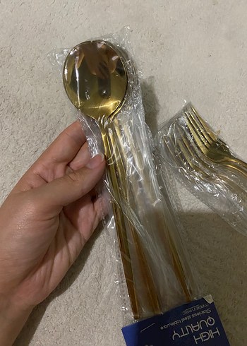 Gold  Renkli Çatal ve Kaşık Seti - Görsel 3