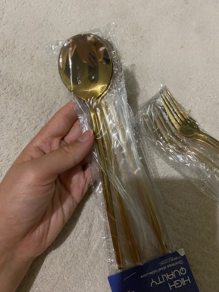 Gold  Renkli Çatal ve Kaşık Seti - Görsel 3