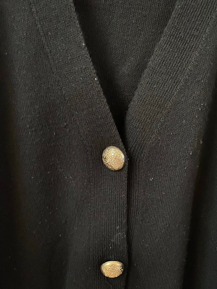 Düğmeli Siyah Kadın Midi Hırka - Görsel 2