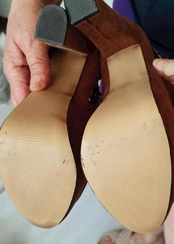 Kahverengi Süet Platform Topuklu Kadın Bot - Görsel 5