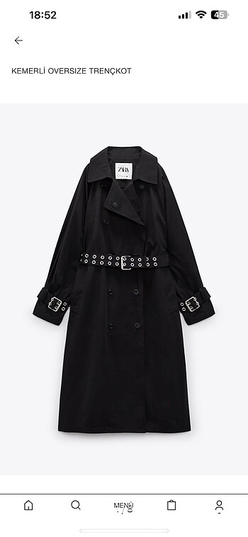 Zara kemerli oversize trençkot