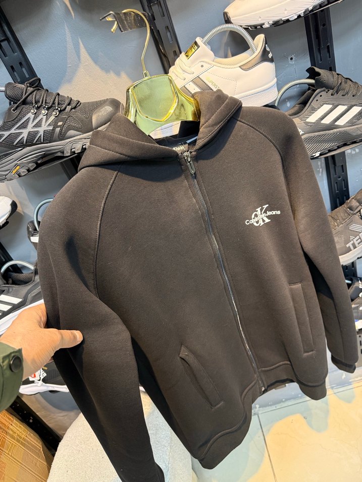 Siyah Fermuarlı Kapüşonlu Erkek Sweatshirt S M Xxl beden mevcut - Görsel 2