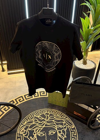 Emporio Armani Siyah Armani Exchange Baskili Erkek Tisort