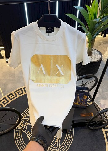 Emporio Armani Erkek Altin Renkli Armani Exchange Baskili Tisort
