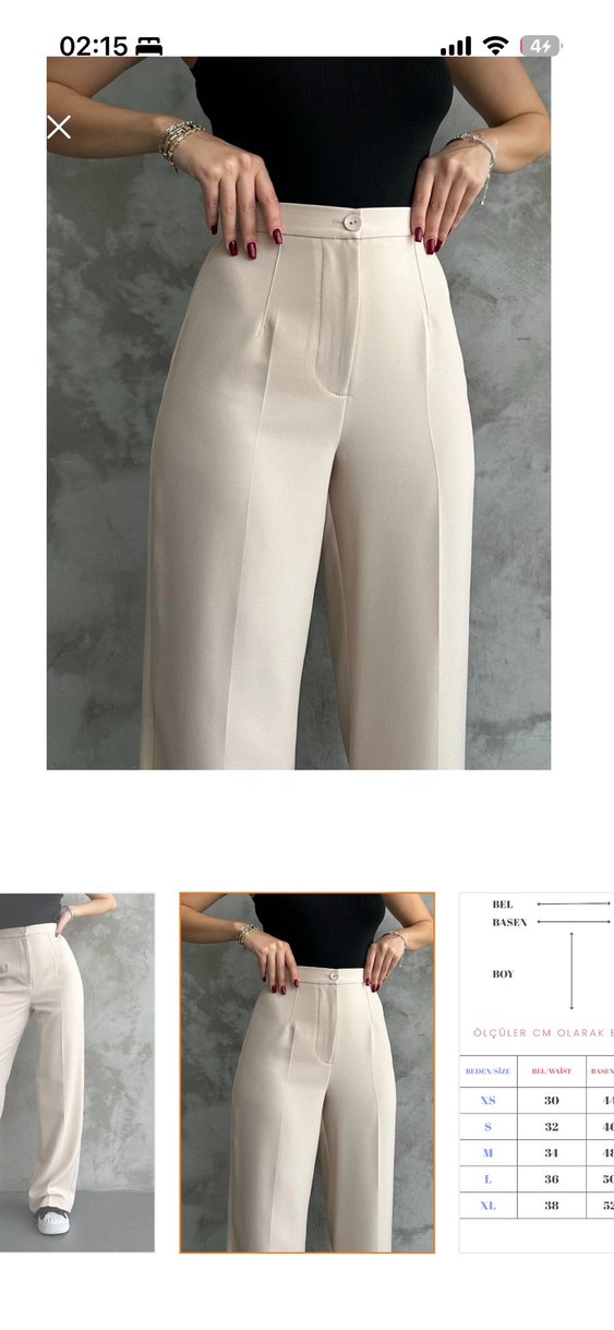 Bej Midi Kadın Kumaş Pantolon - Görsel 2
