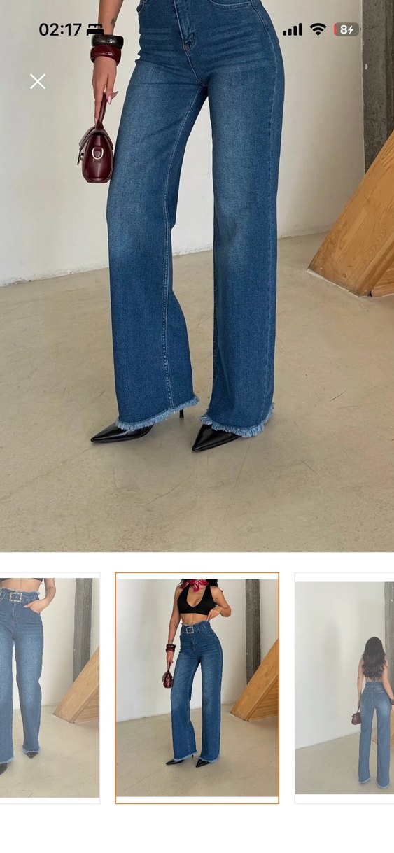 Kemerli Mavi Normal Kesim Kadın Kot Pantolon - Görsel 3