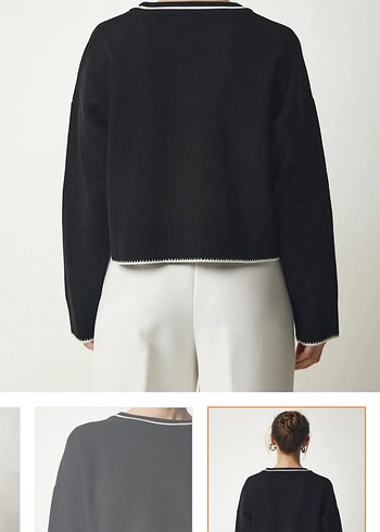 Kadın Siyah Oversize Triko Kazak - Görsel 3