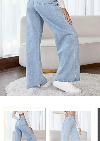 Buz mavisi kot bol paça pantolon - Görsel 3