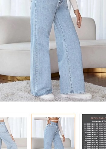 Buz mavisi kot bol paça pantolon - Görsel 2