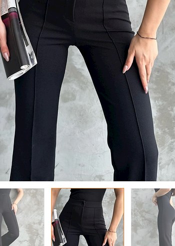 Siyah Midi Kadın Kumaş Pantolon - Görsel 3