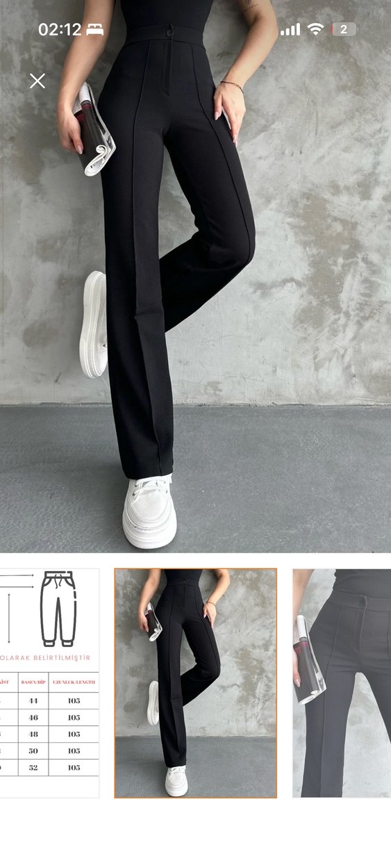 Siyah Midi Kadın Kumaş Pantolon - Görsel 2