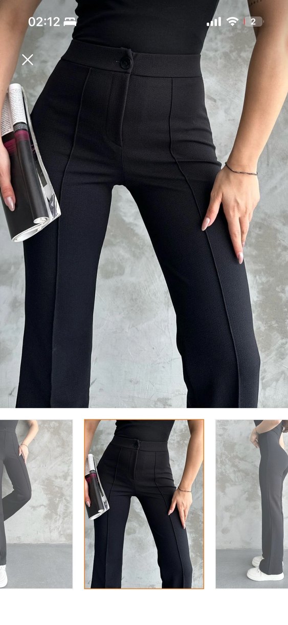 Siyah Midi Kadın Kumaş Pantolon - Görsel 3