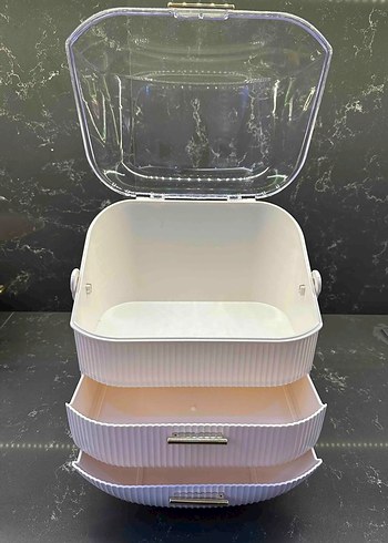 Beyaz Makyaj Organizerı Kapaklı ve Çekmeceli - Görsel 2