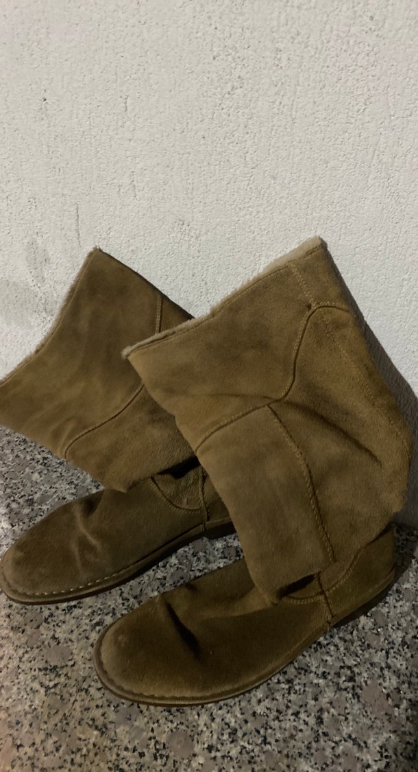 Kürklü Kahverengi Süet Kadın Dolgu Topuklu Bot - Görsel 2