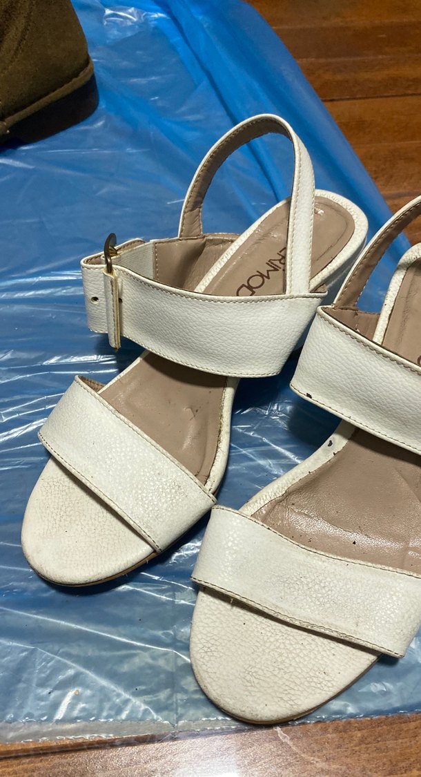 Beyaz Tokalı Blok Topuk Kadın Sandalet - Görsel 4