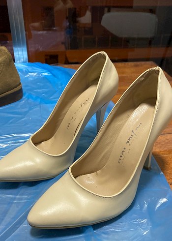 Bej Stiletto Topuklu Kadın Ayakkabı - Görsel 3