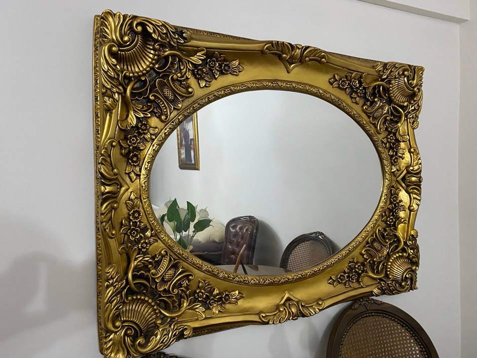 Parlak Altın Renk klasik Dekoratif Ayna - Görsel 2