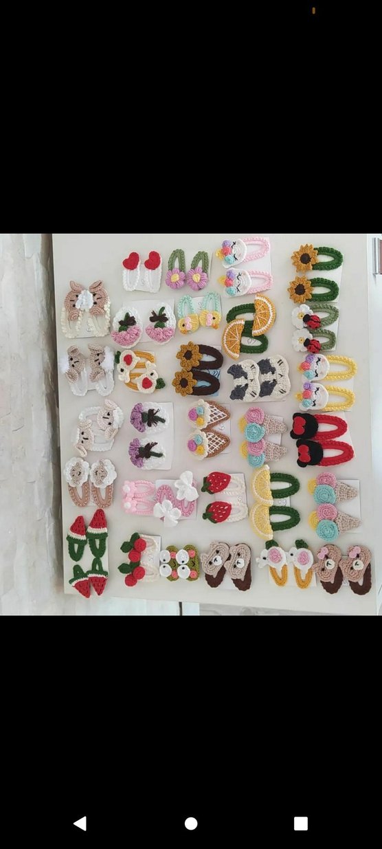 Renkli Nakışlı Örgü Çocuk Saç Tokaları - Görsel 3