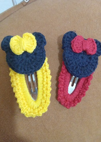 Renkli Örgü Kiraz Desenli Çocuk Toka Seti - Görsel 2