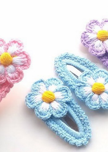 Renkli Örgü Kiraz Desenli Çocuk Toka Seti - Görsel 4