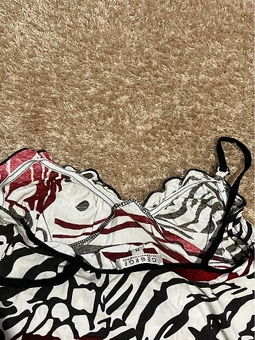 m Beden siyah Renk y2k zebra desen top