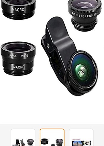 Siyah Biker Telefon Lens Seti Velcro Klipsli
