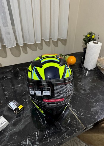 Renkli Baskılı Sarı Biker Motosiklet Kaskı - Görsel 3